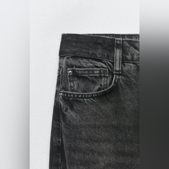 Zara Black High Rise Flared Slitted Leg Jeans - Picture 6 of 6